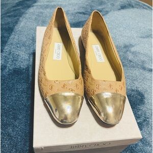 Jimmy Choo Watson Monogram embossed leather ballerina flats size 39EUC/US 8